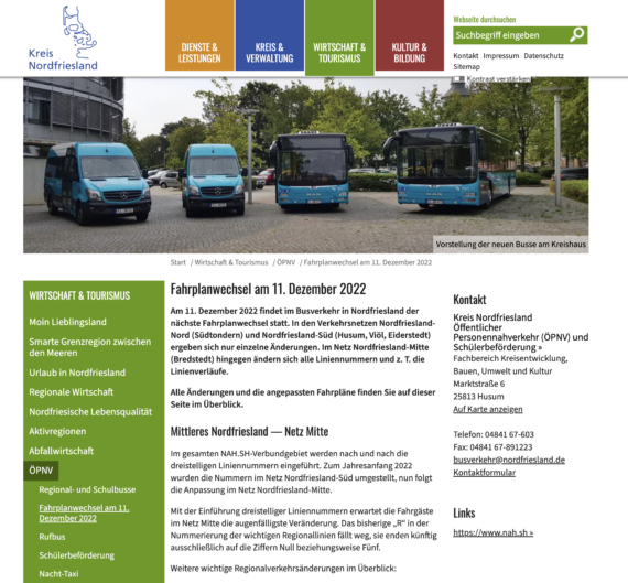 Anpassung der Busfahrpläne im Netz NF-Mitte zum 11. Dezember 2022